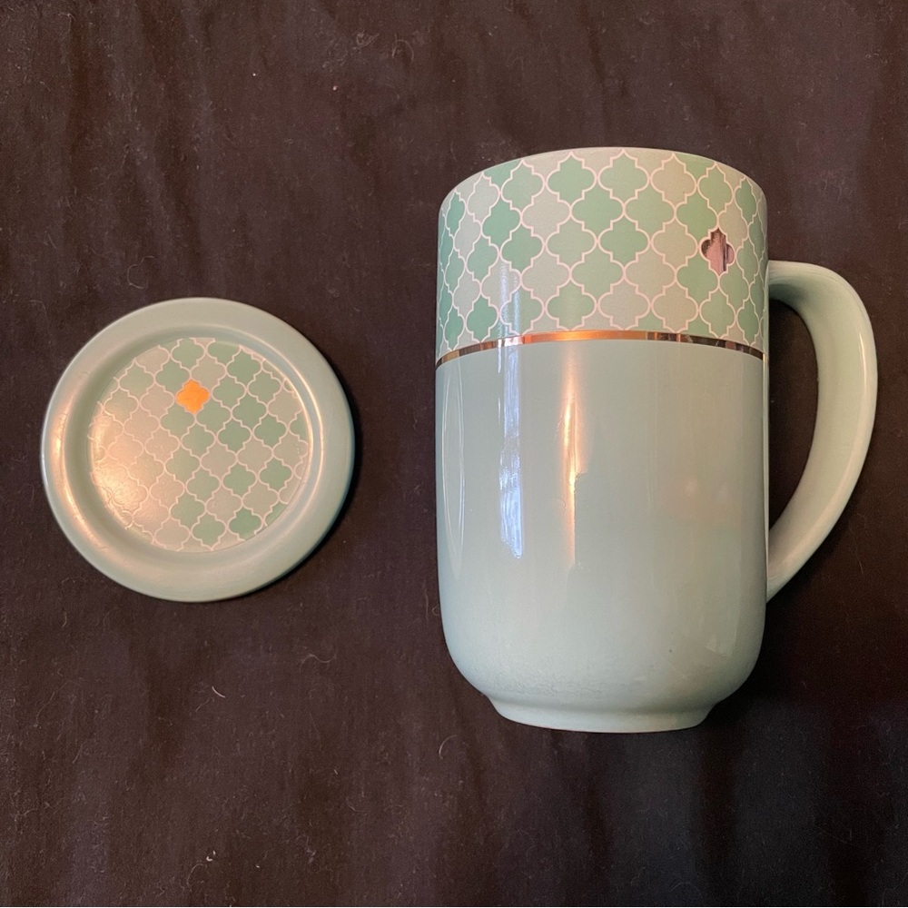 David’s Tea Teal Turquoise Gold Mosaic Design Nordic Tea Mug